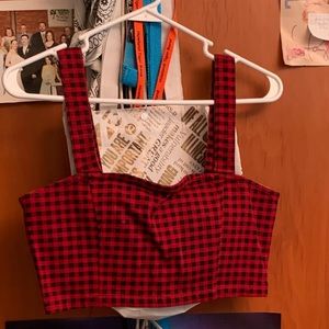 Checkerboard red and black forever21 crop top
